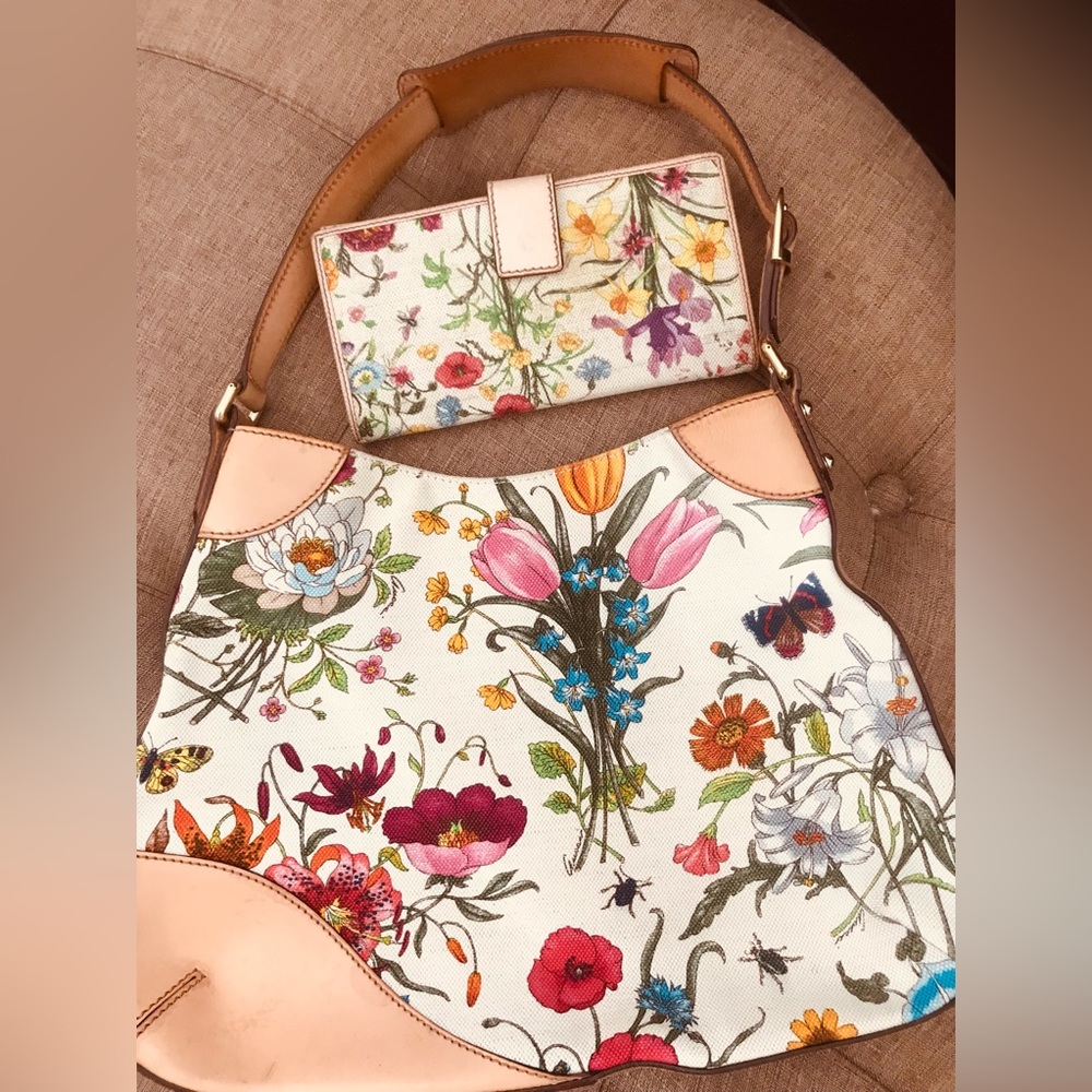 Authentic Flora Gucci Bag & Wallet